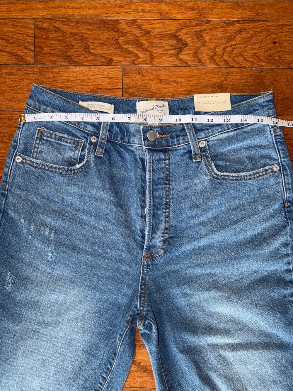 Universal Thread High Rise 90s Straight Jeans Medium Wash Comfort Stretch - Picture 6 of 9